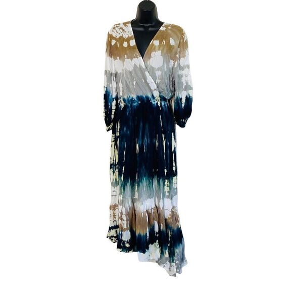 Young Fabulous & Broke Jillian Faux Wrap Asymmetrical Tie Dye MIDI Dress Sz M - Picture 4 of 12